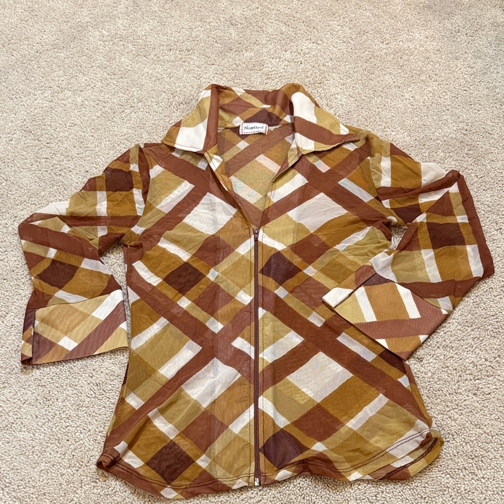 HeartSoul Brown Plaid Blouse